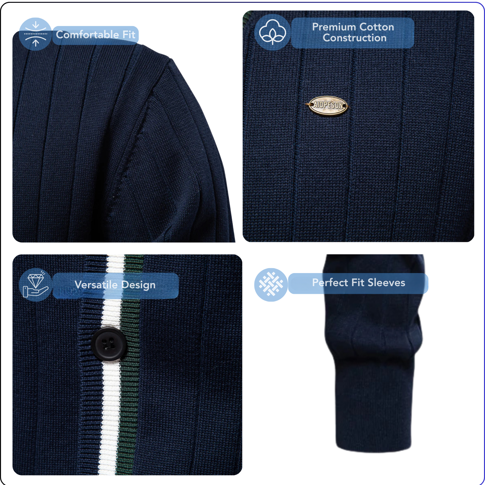 Winter Cotton V-Neck Cardigan