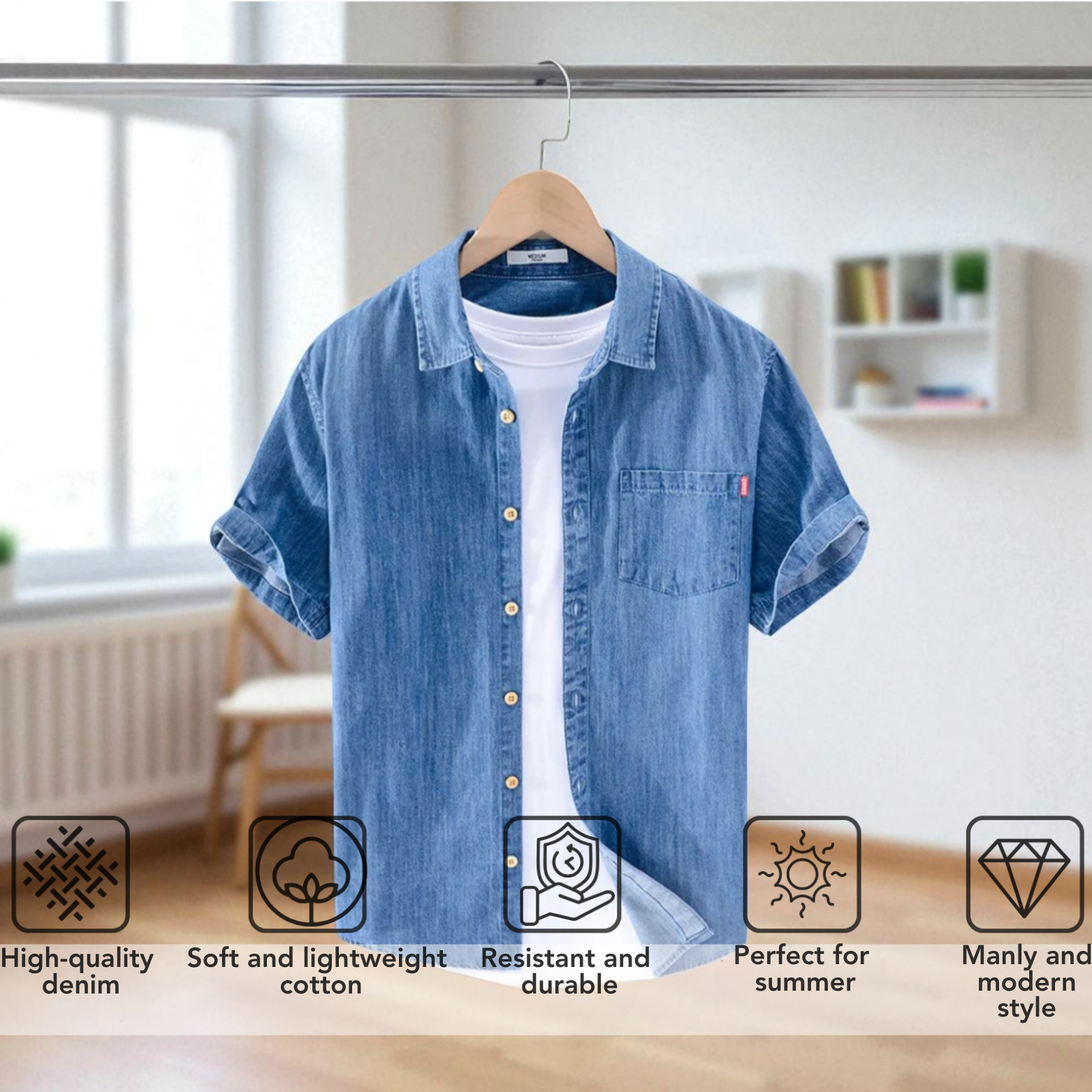 Men's Summer Casual Denim Shirt
