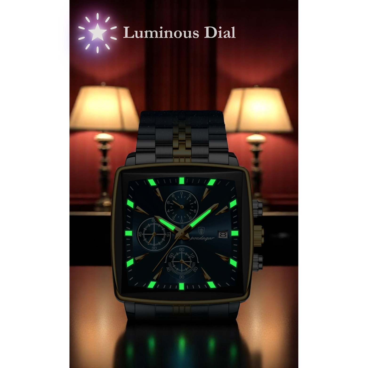Square chronograph watch