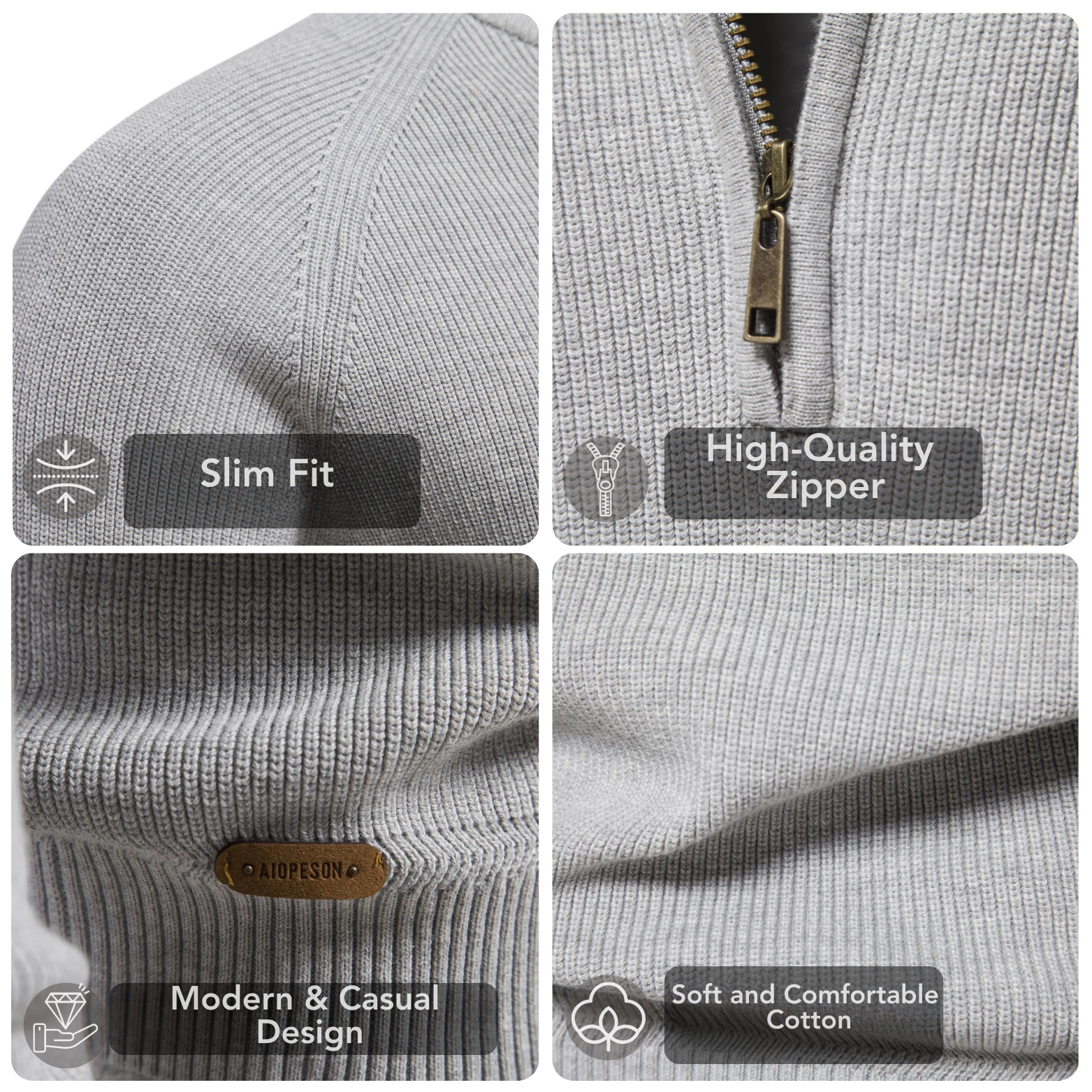 Cotton Cardigan with Zipper