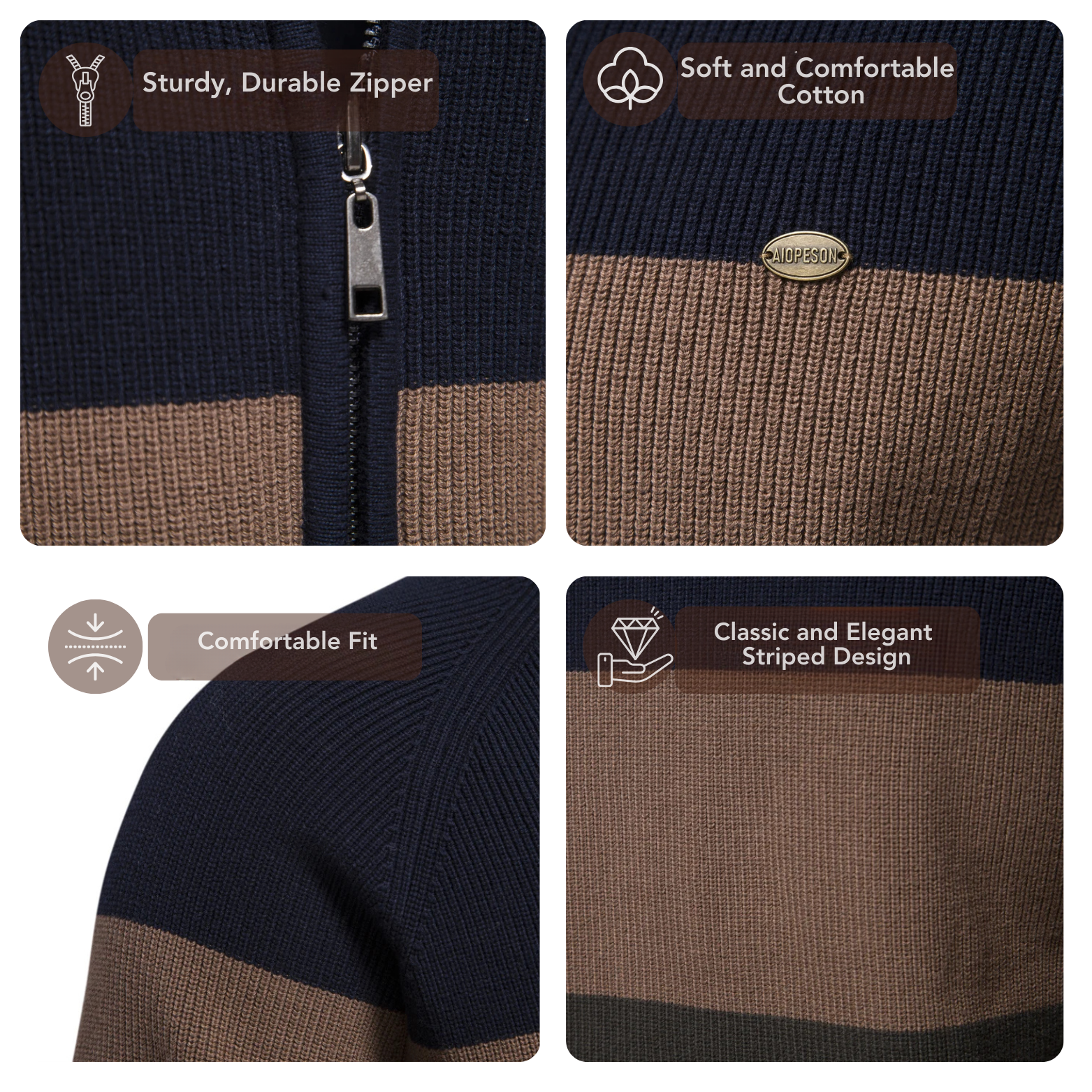 Patchwork Cardigan with Zipper