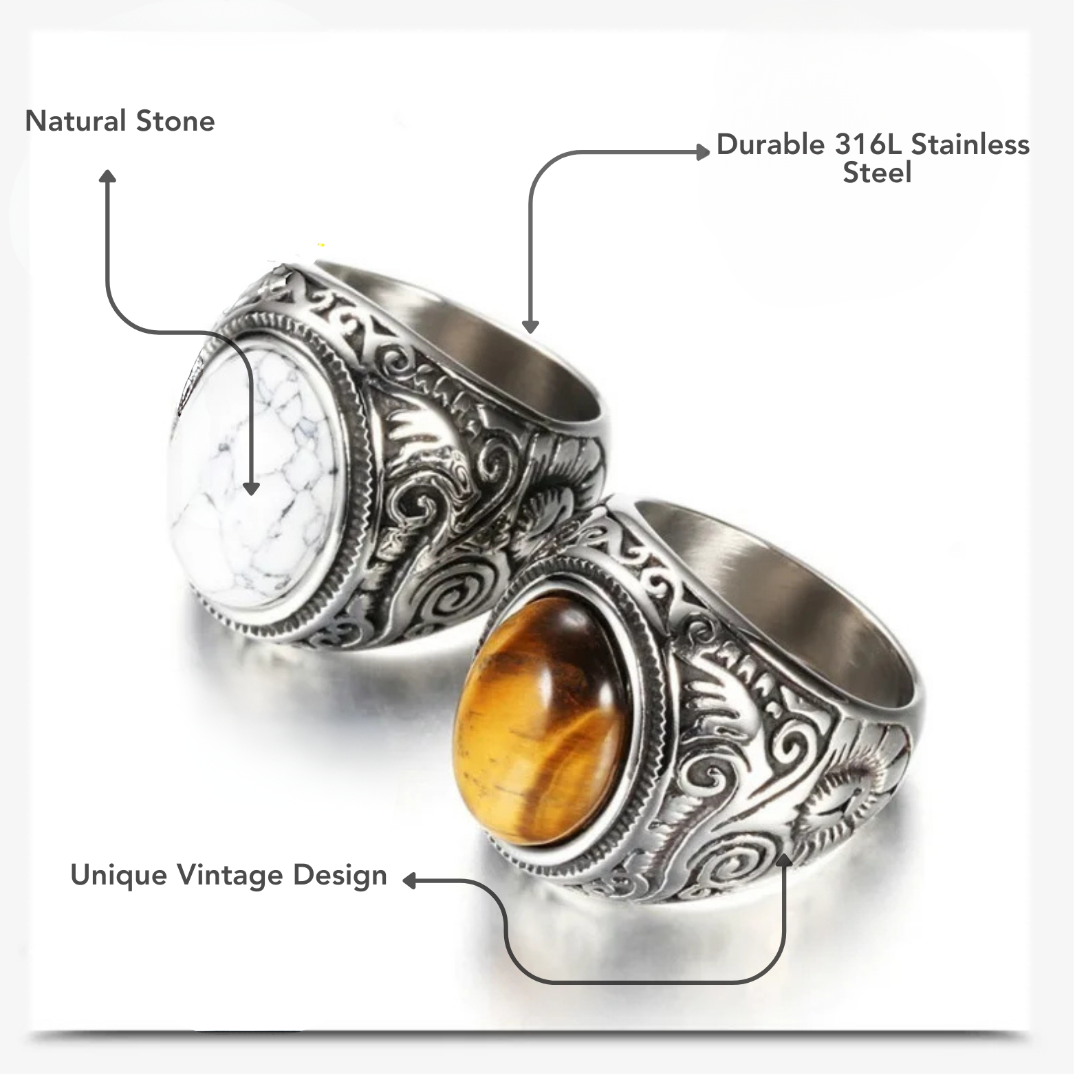 Vintage Ring with Natural Stone