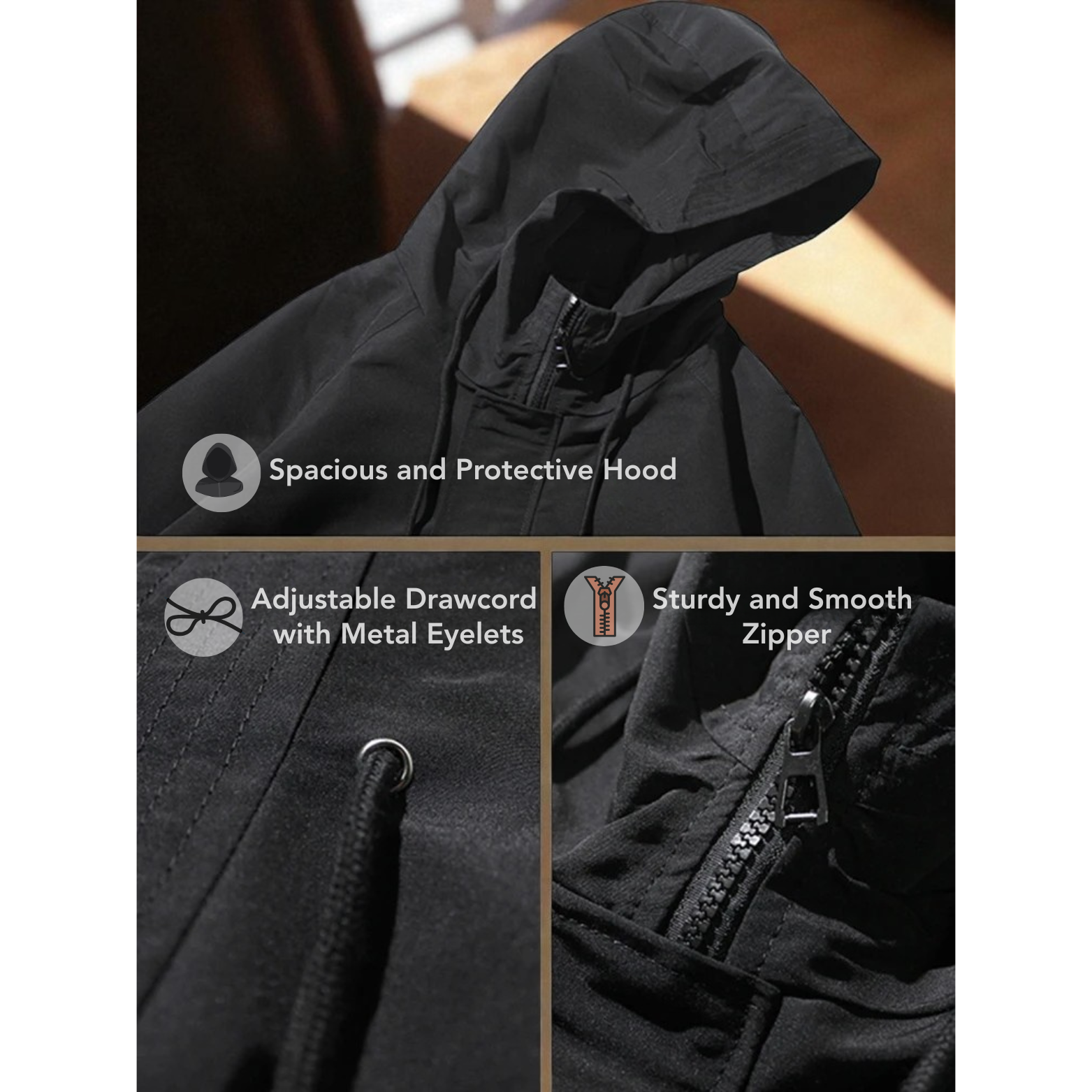 Gabardina Negra con Capucha