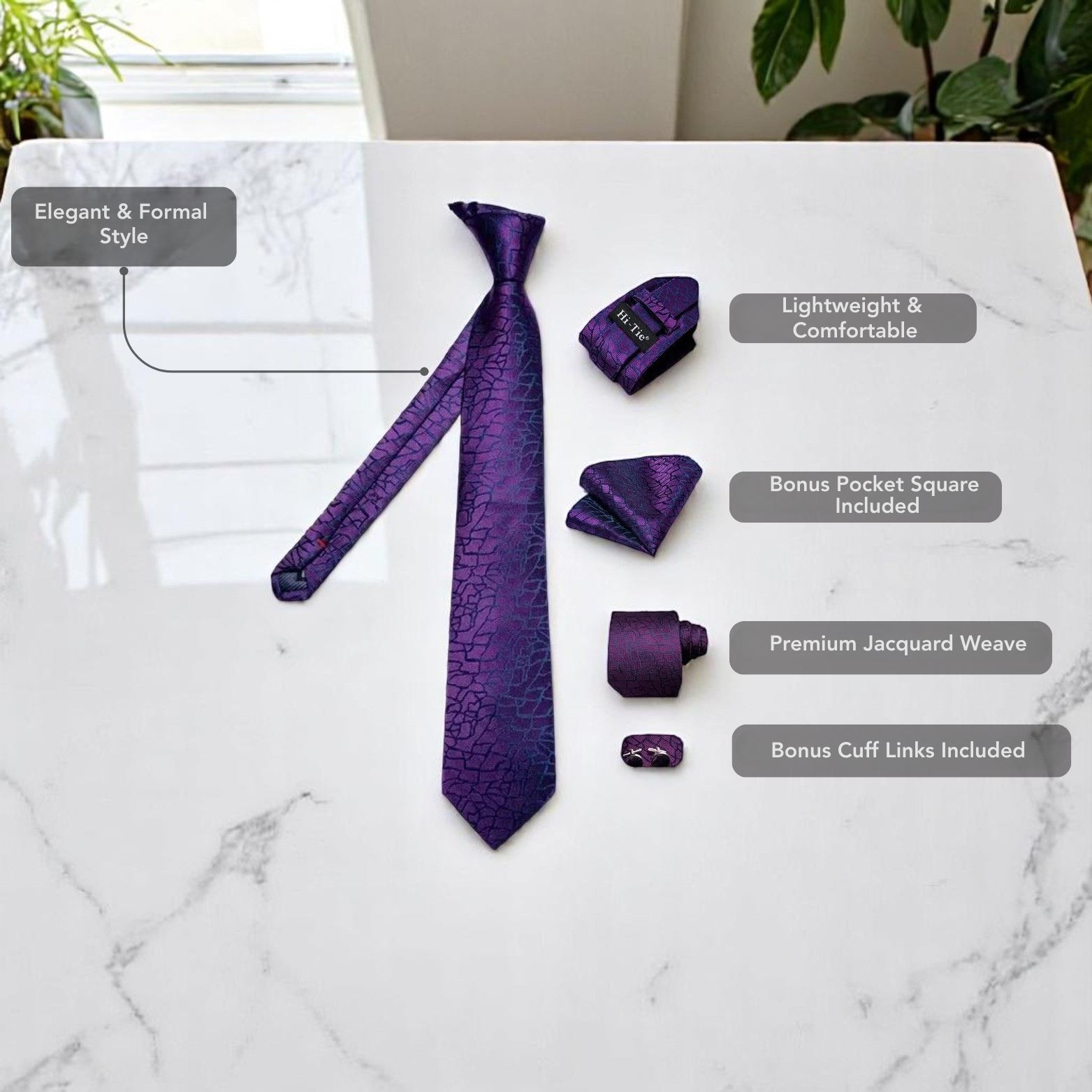 Tie Handkerchief Cufflinks Set