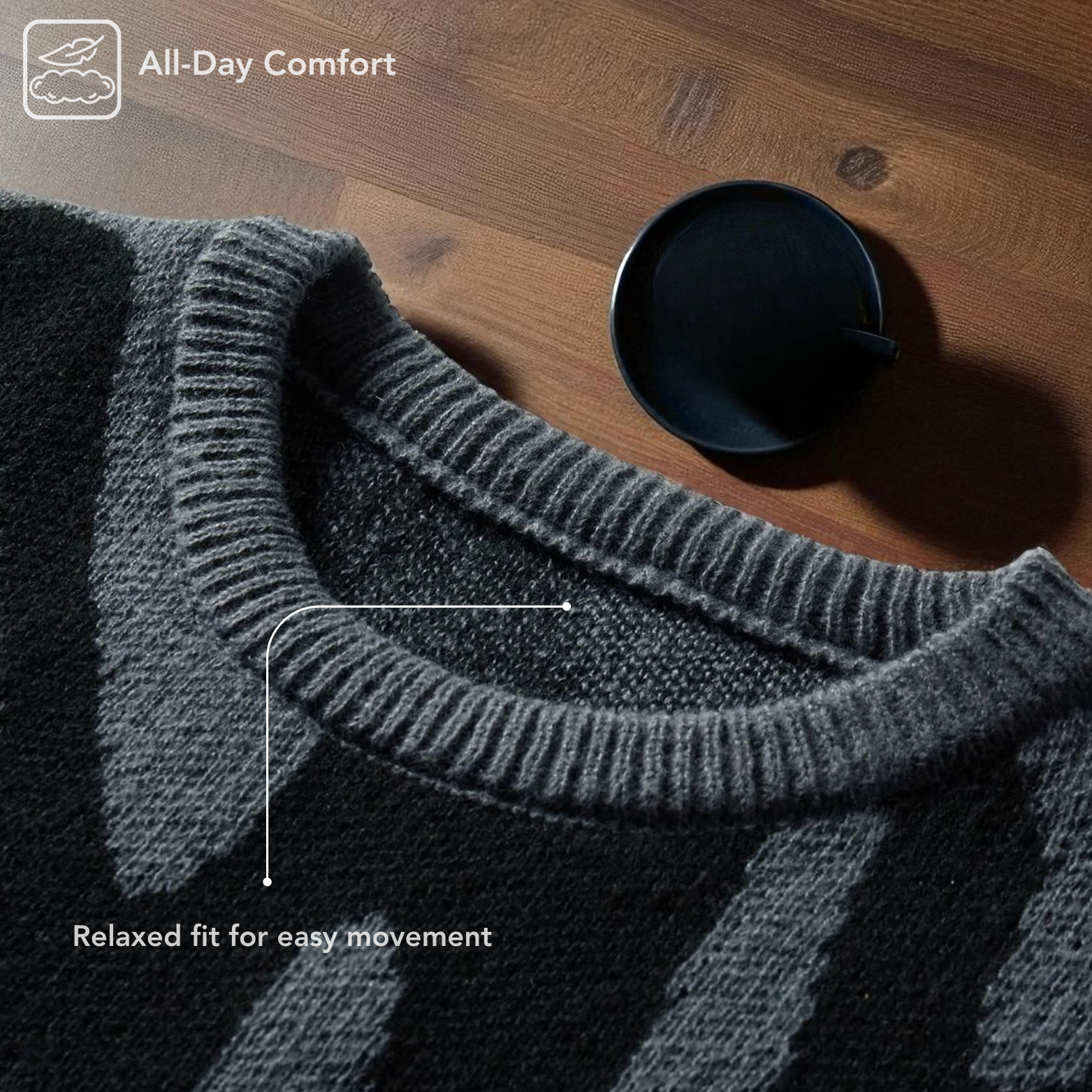 Stylish Jacquard Men’s Sweater Relaxed Fit