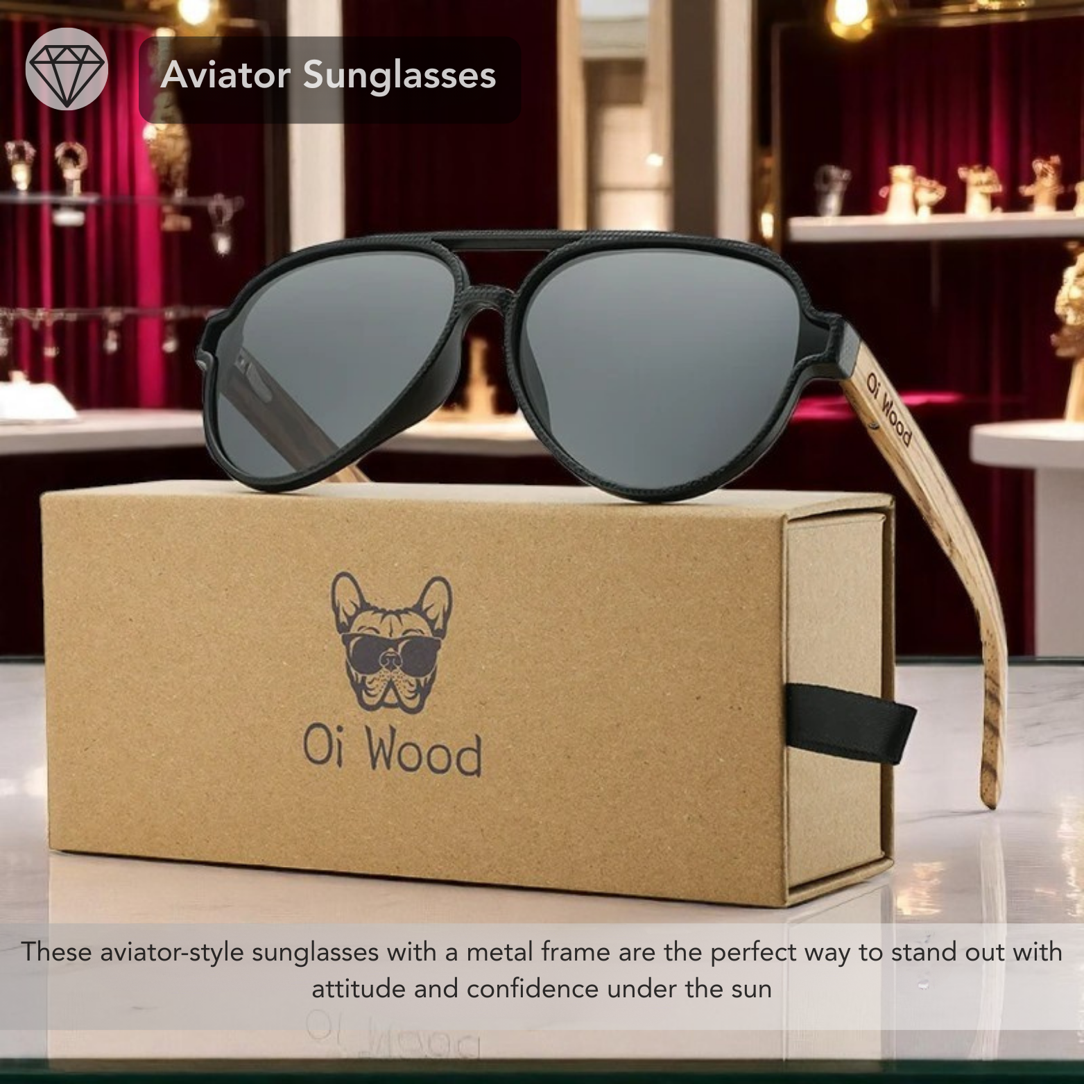 UV400 Polarized Wooden Glasses