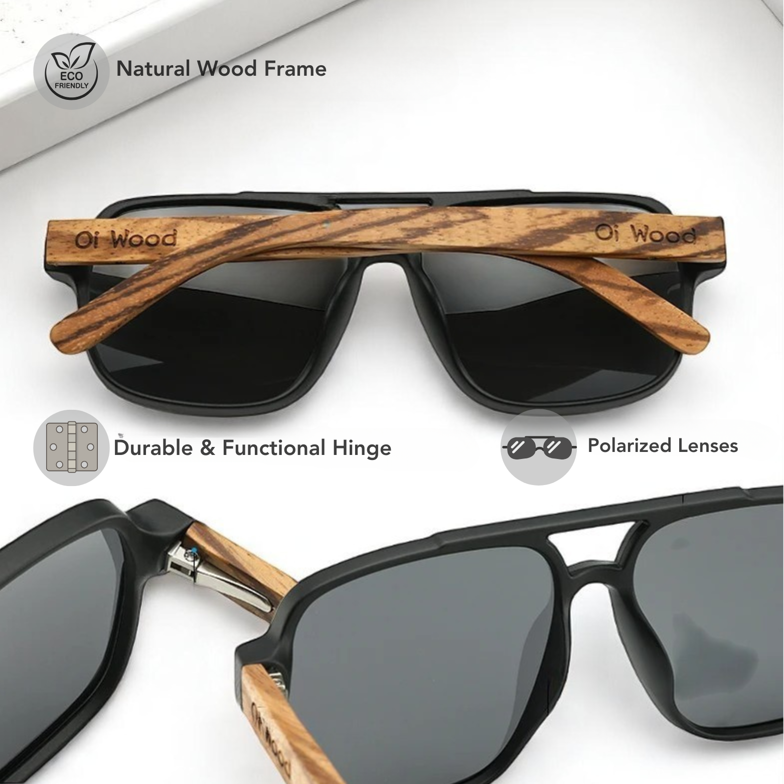 Square Polarized Wooden Glasses
