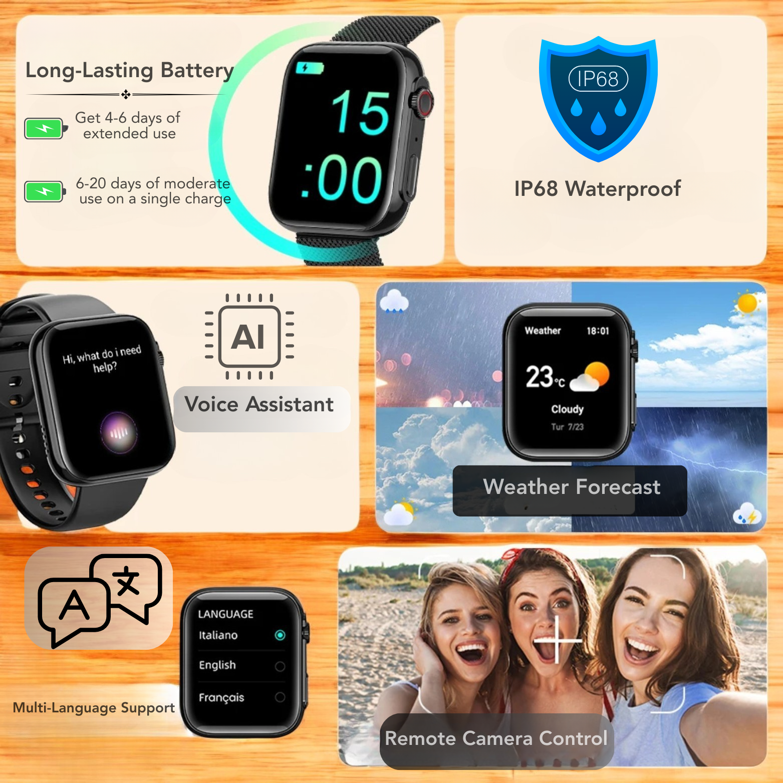 Unisex Sports Smartwatch with Bluetooth Calls