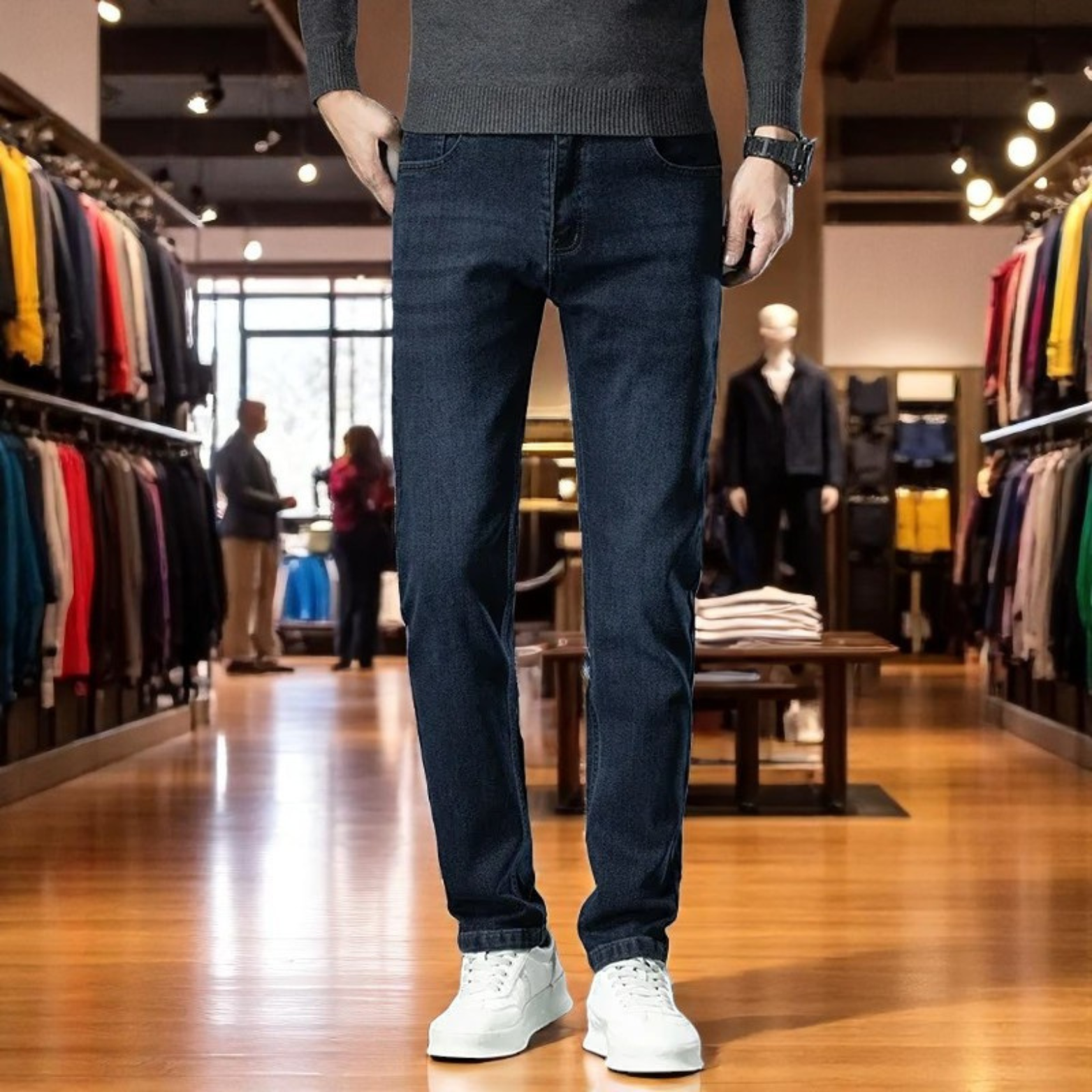 Stretch Straight Denim Jeans