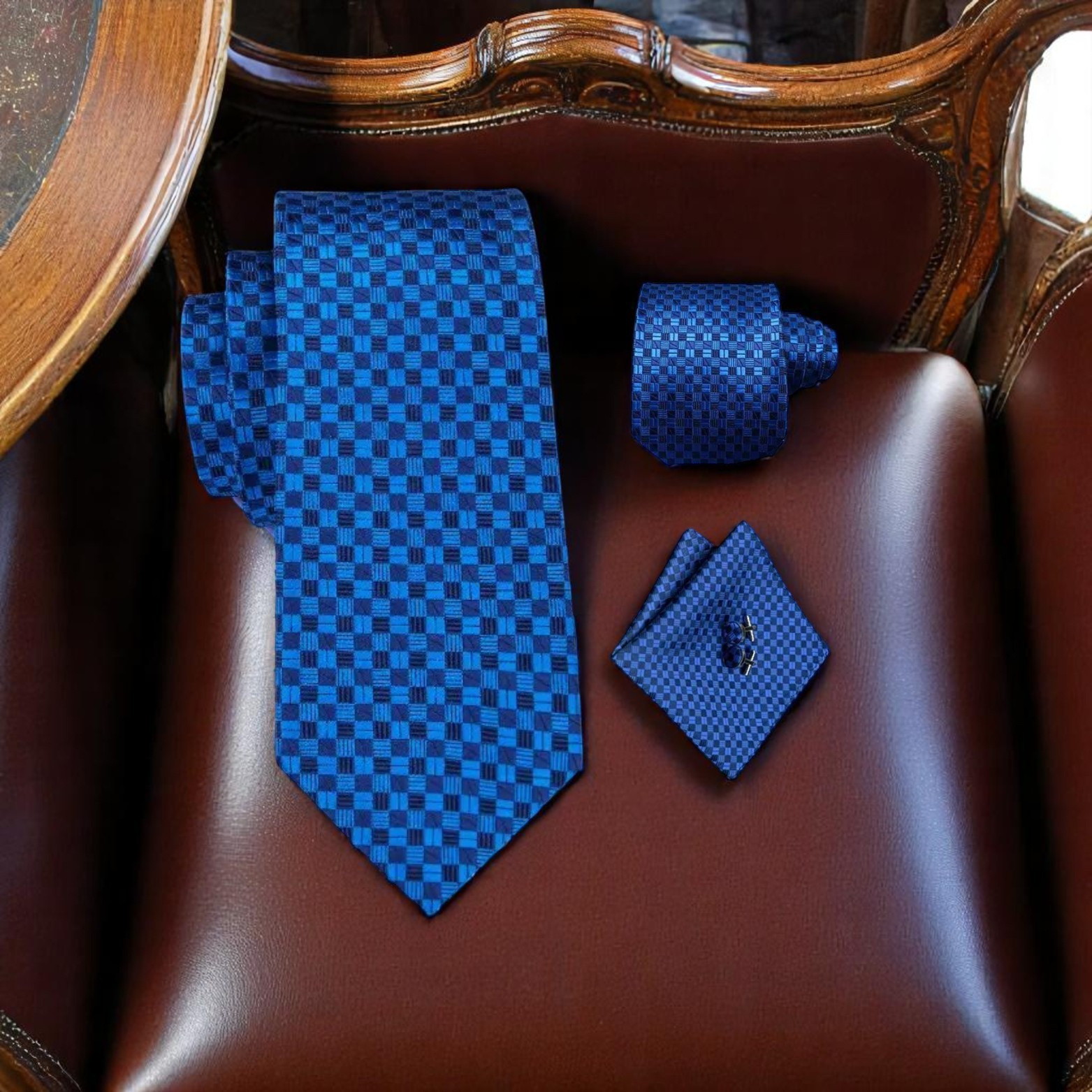 Tie Handkerchief Cufflinks Set