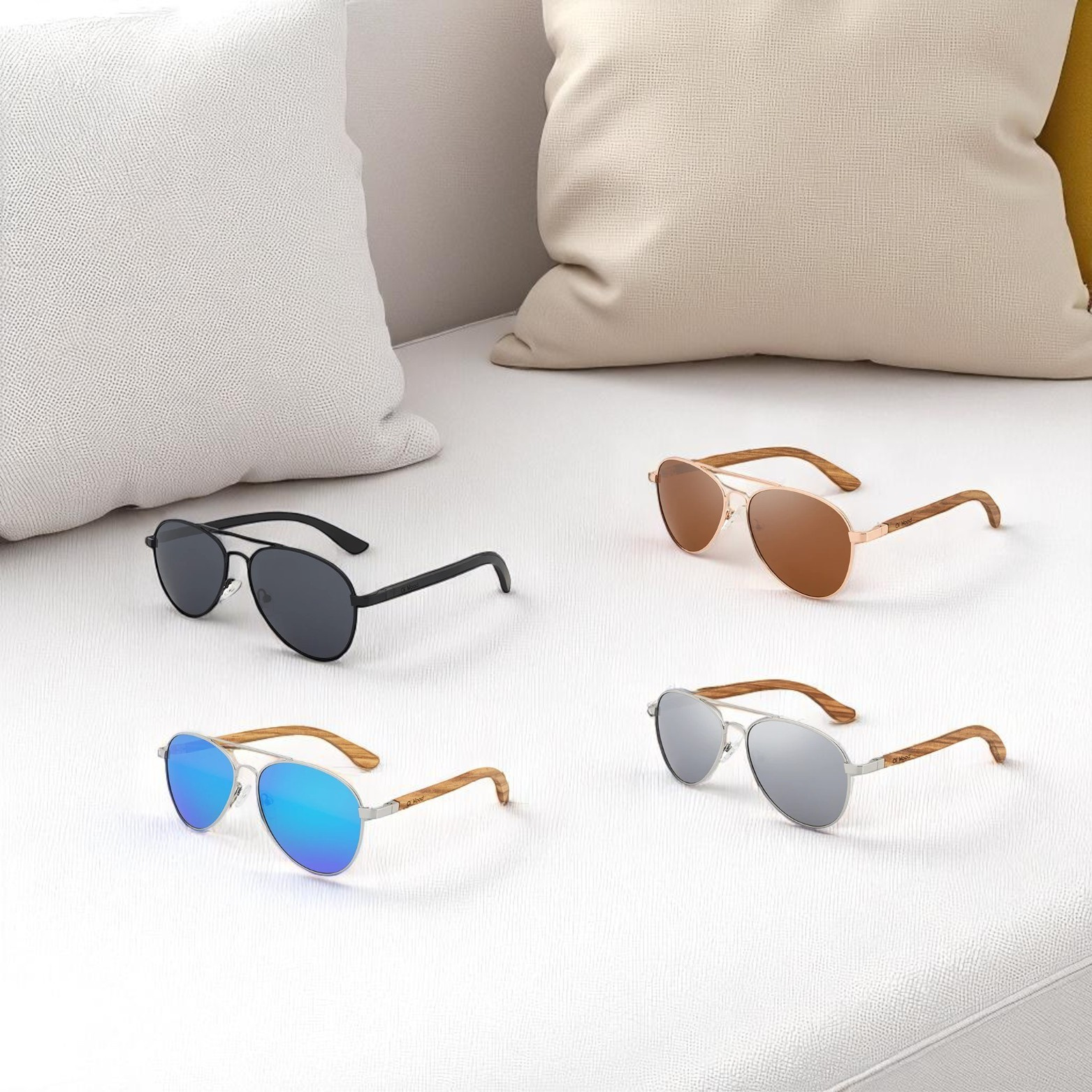 Polarized Wooden Aviator Glasses