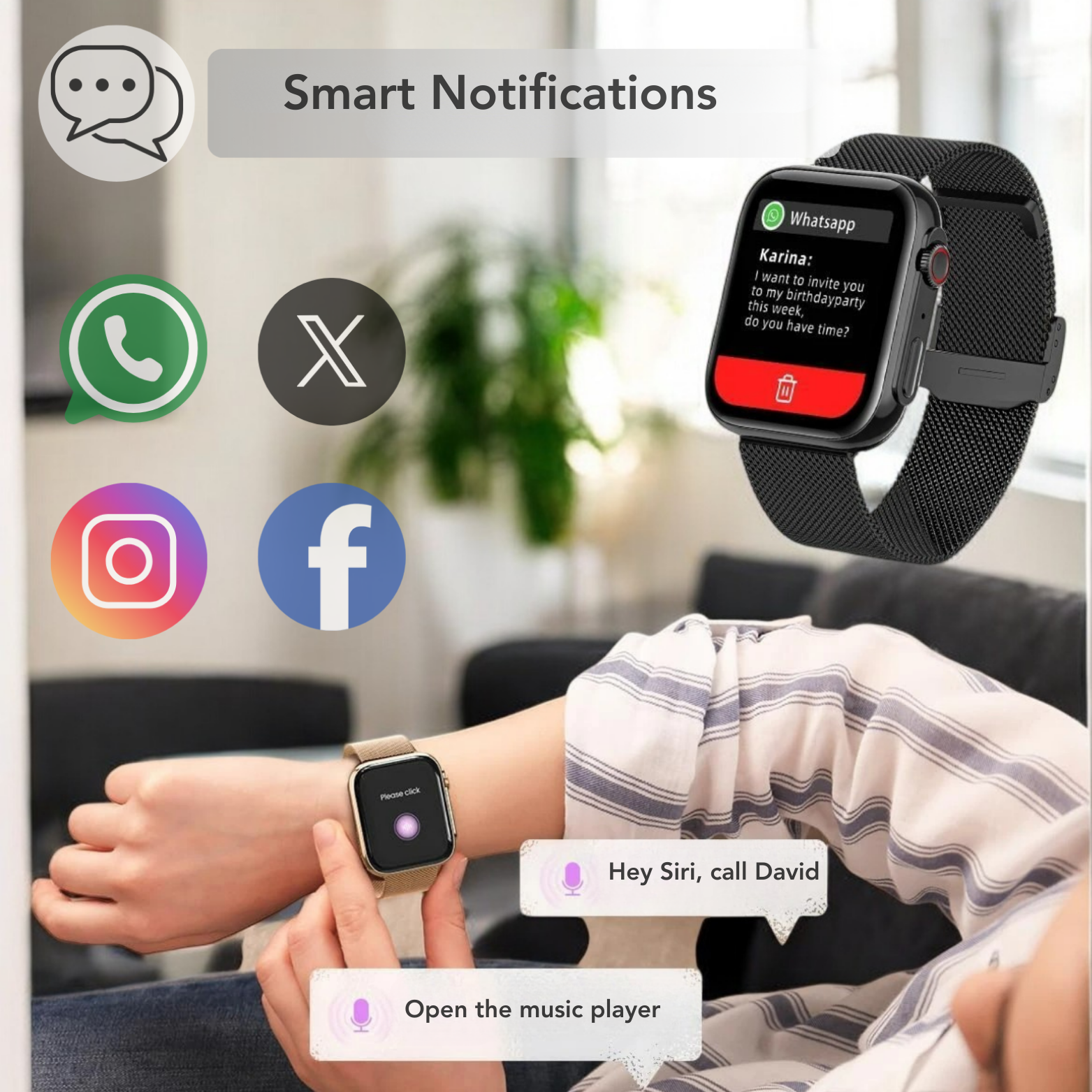 Unisex Sports Smartwatch with Bluetooth Calls