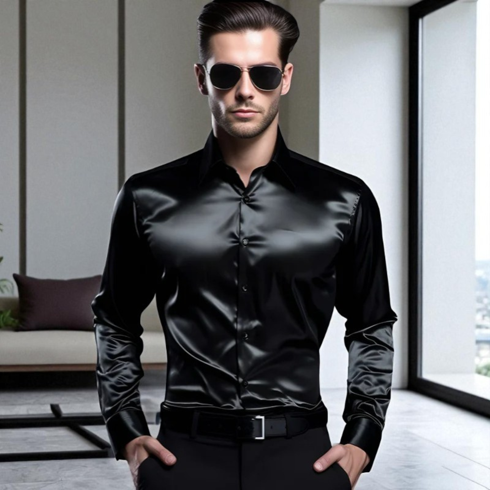 Elegant Satin Shirt for Men