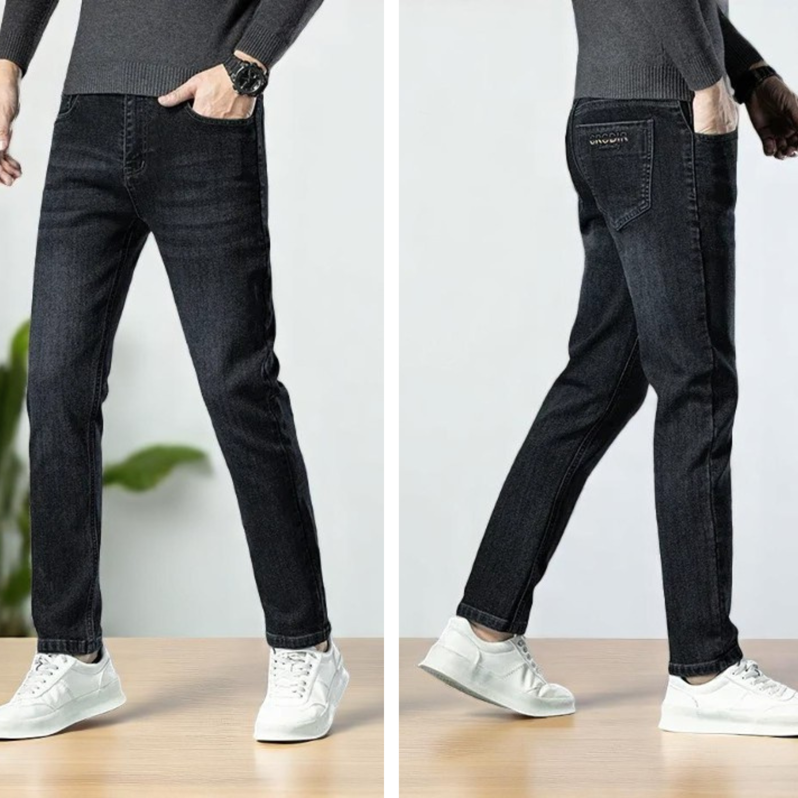 Stretch Straight Denim Jeans