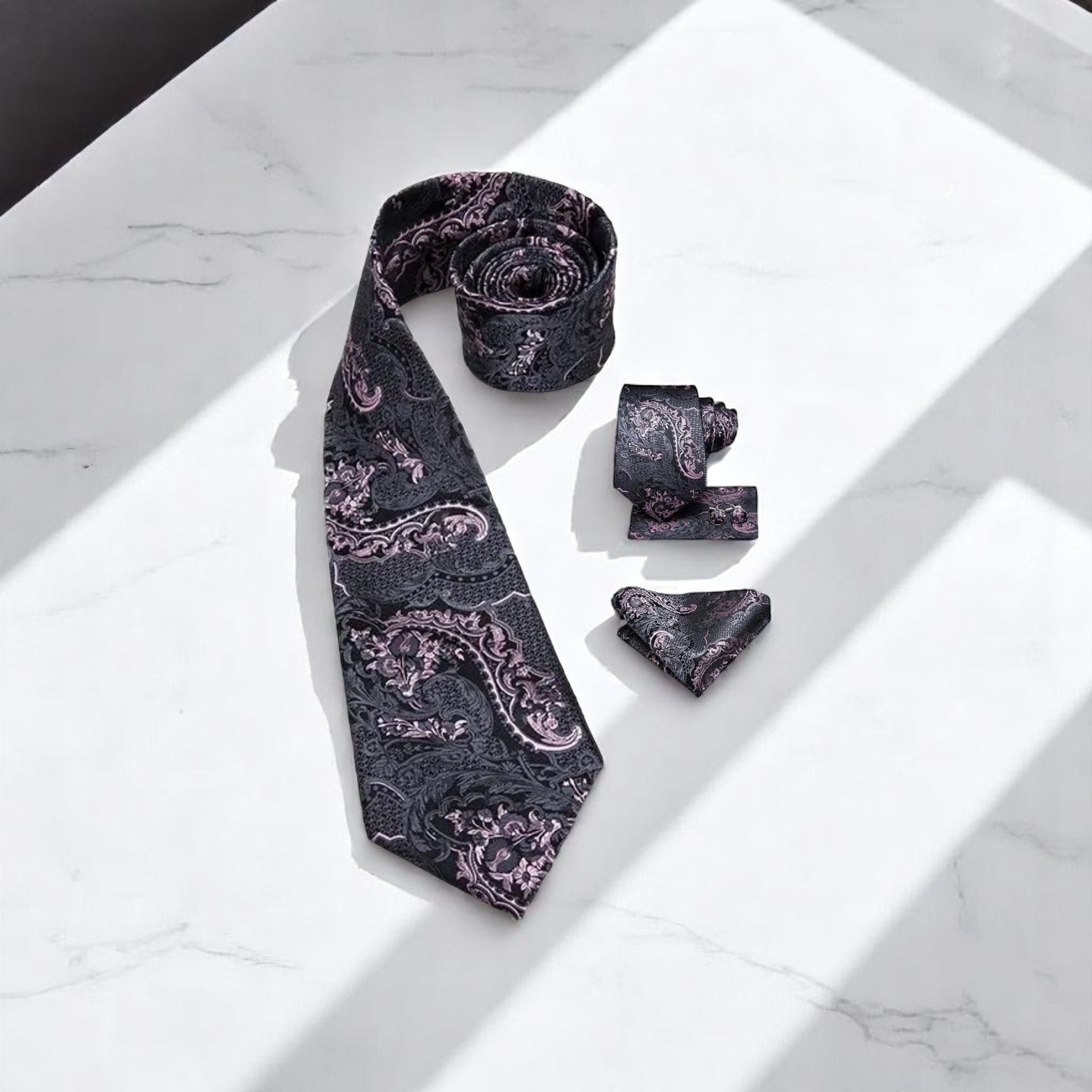 Tie Handkerchief Cufflinks Set