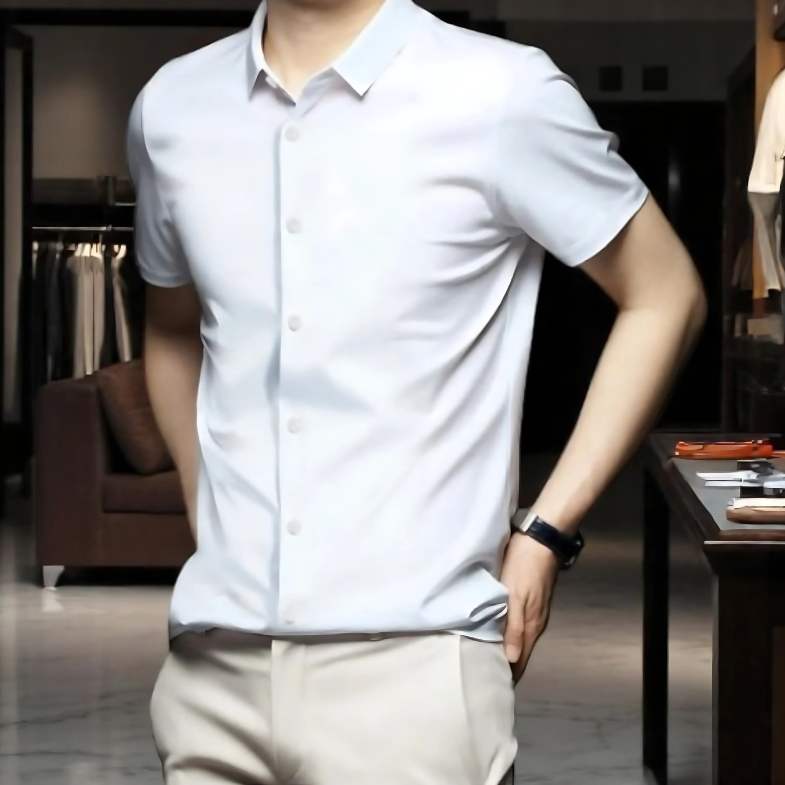 Formal Cold Silk Short-Sleeved Shirt