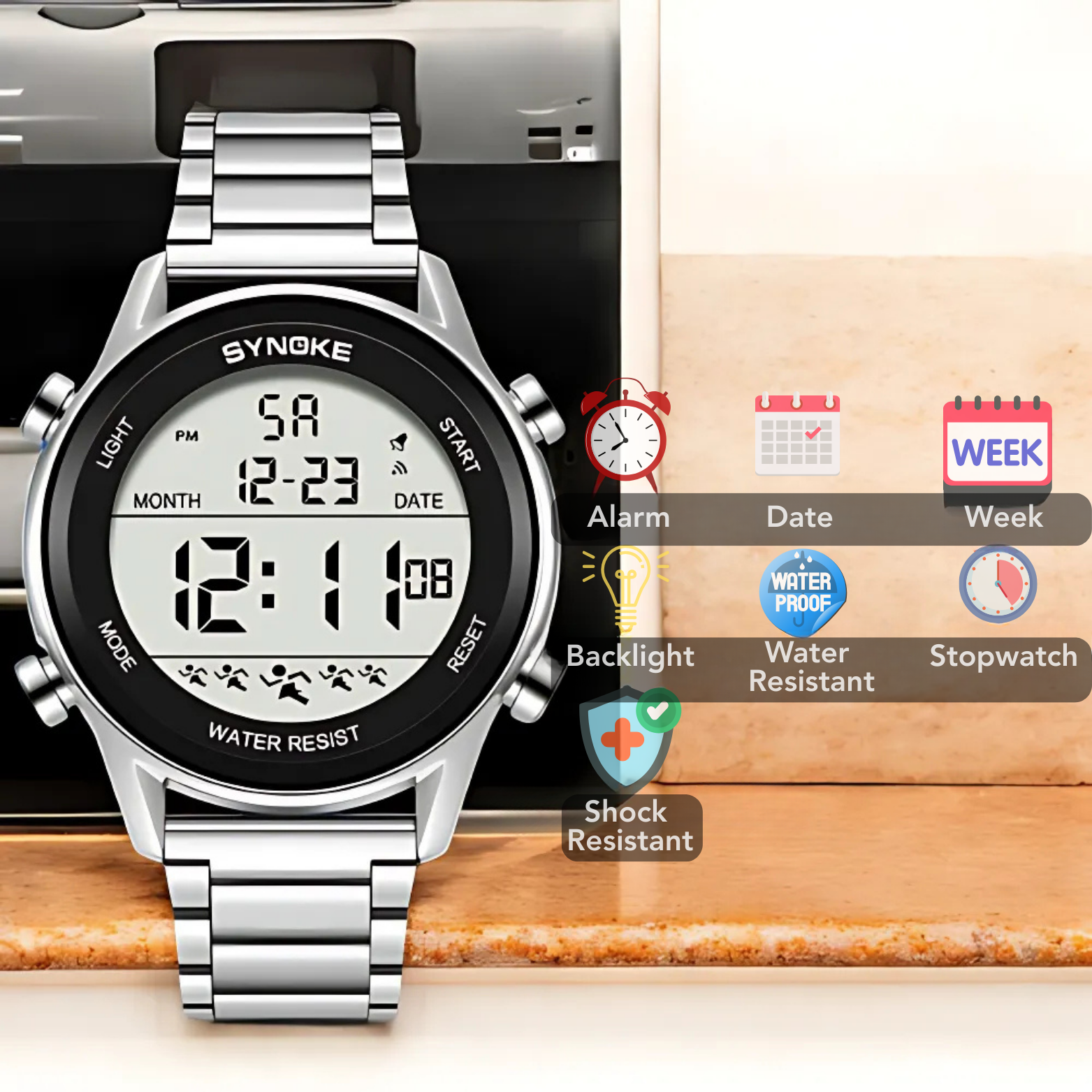 Stainless Steel Sports Watch