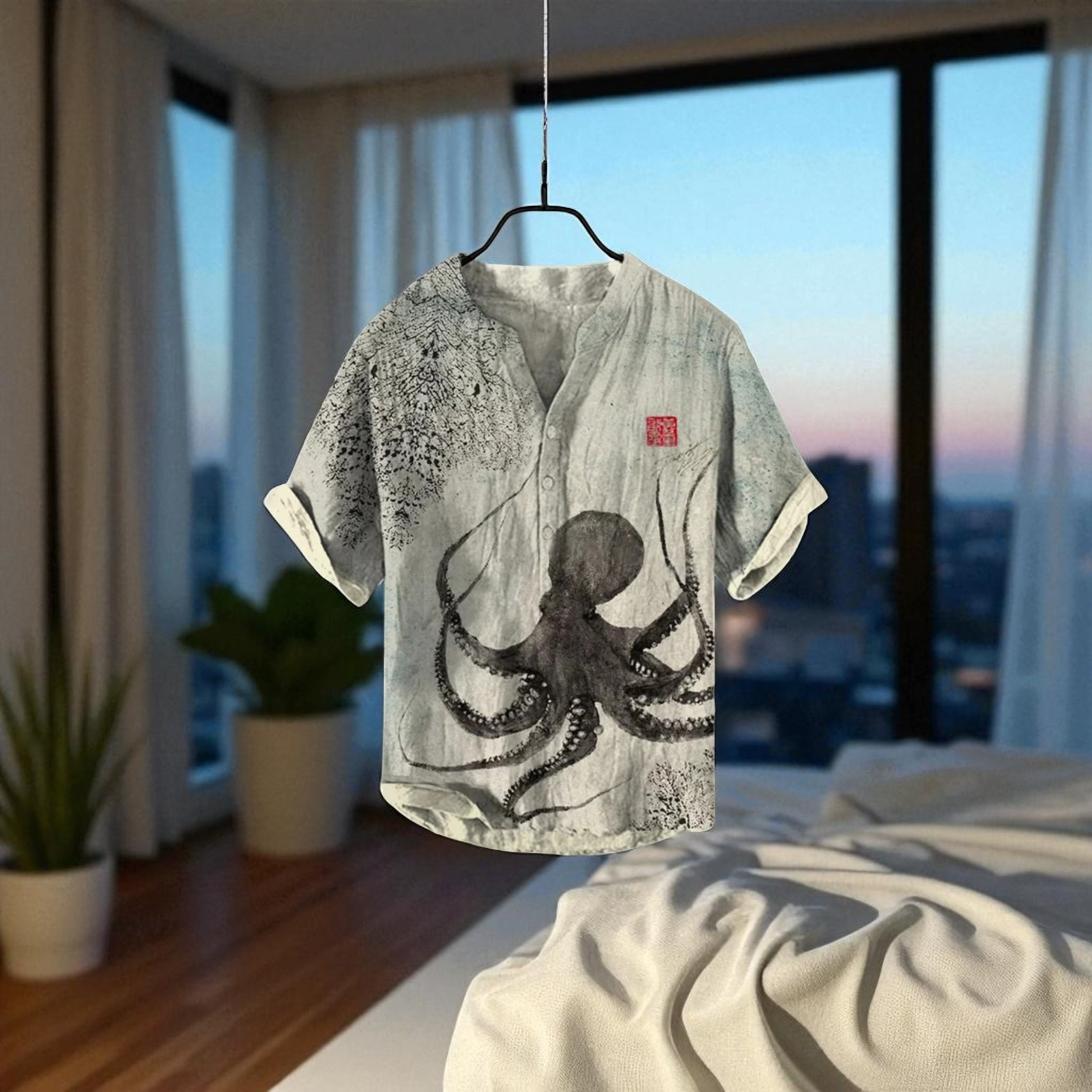 Linen Shirt with 3D Print 2025