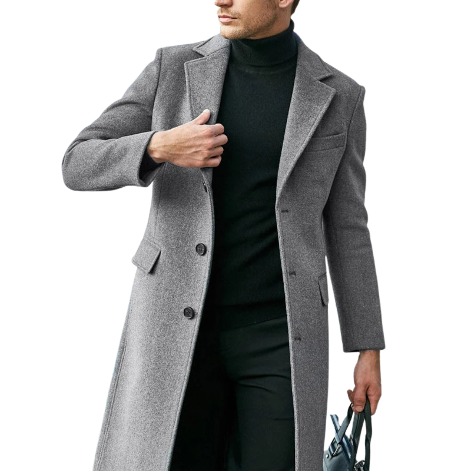 Solid Trench Coat for Men Fall-Winter