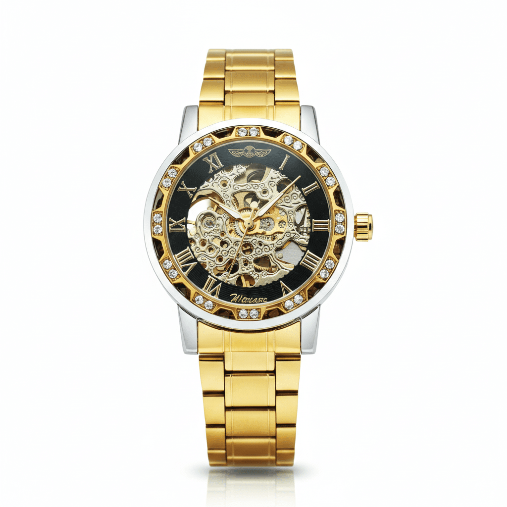 WINNER Gold Skeleton Mechanical Watch for Men - The Crew