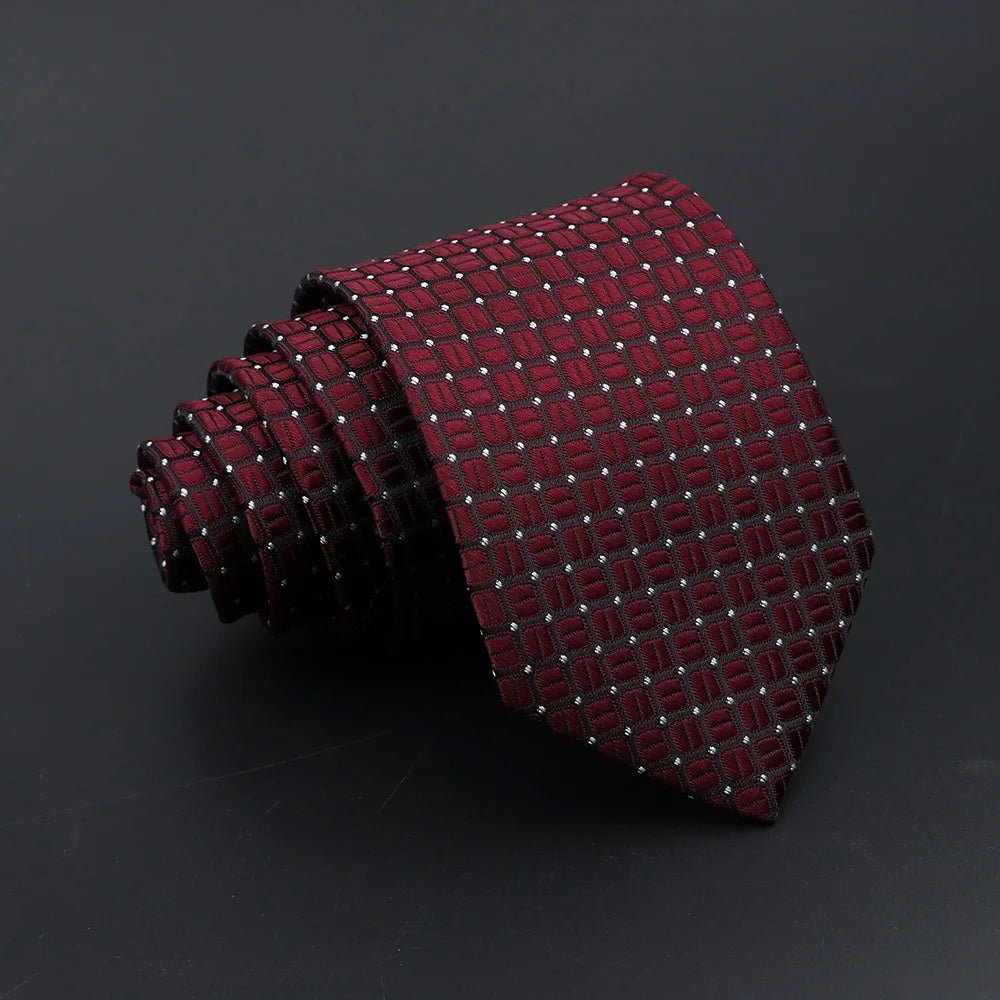 Men’s Classic Jacquard Tie 7cm Solid, Stripe & Plaid - The Crew