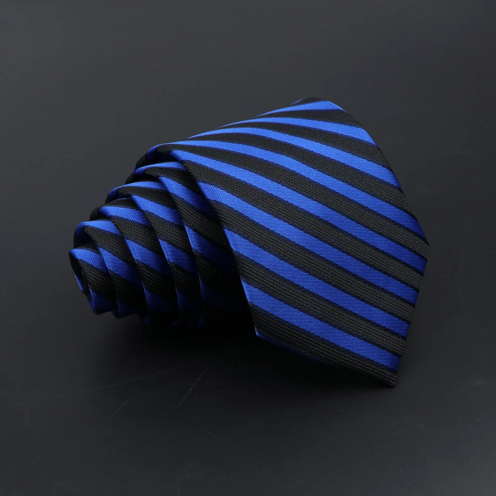 Electric blue striped men’s tie elegant style – The Crew