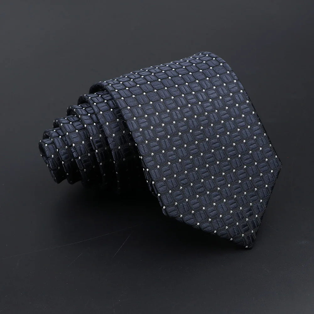 Black dotted jacquard men’s tie premium texture – The Crew