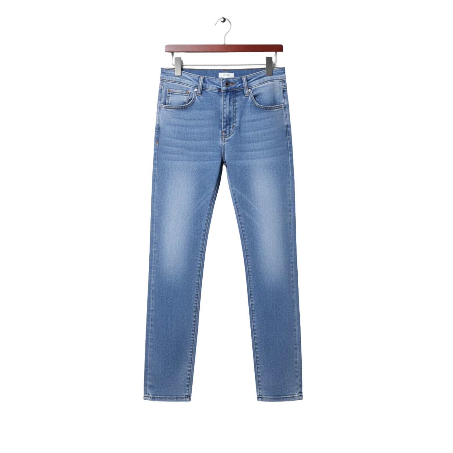 Men slim stretch jeans light blue front view – The Crew