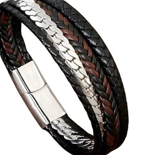 Leather and Steel Bracelet