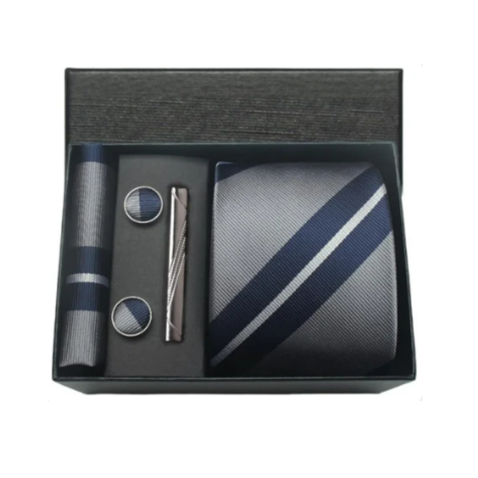 Blue diagonal stripe silk tie gift set men – The Crew