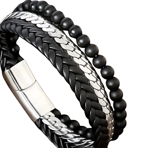 Leather and Steel Bracelet