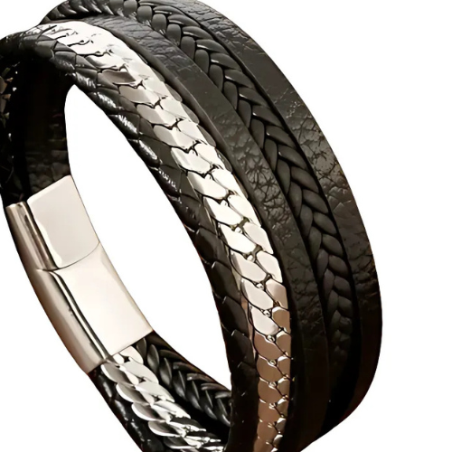 Leather and Steel Bracelet