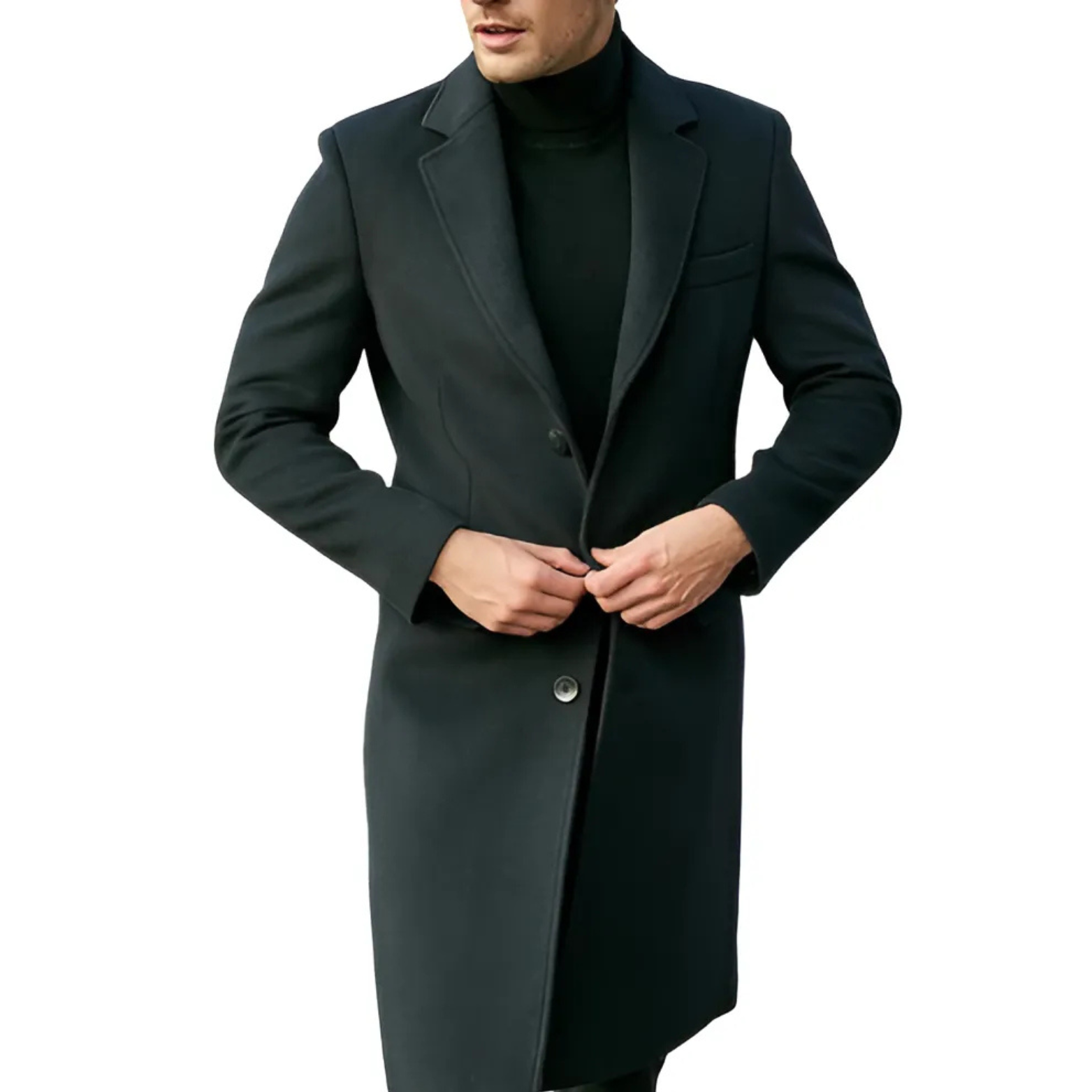 Solid Trench Coat for Men Fall-Winter