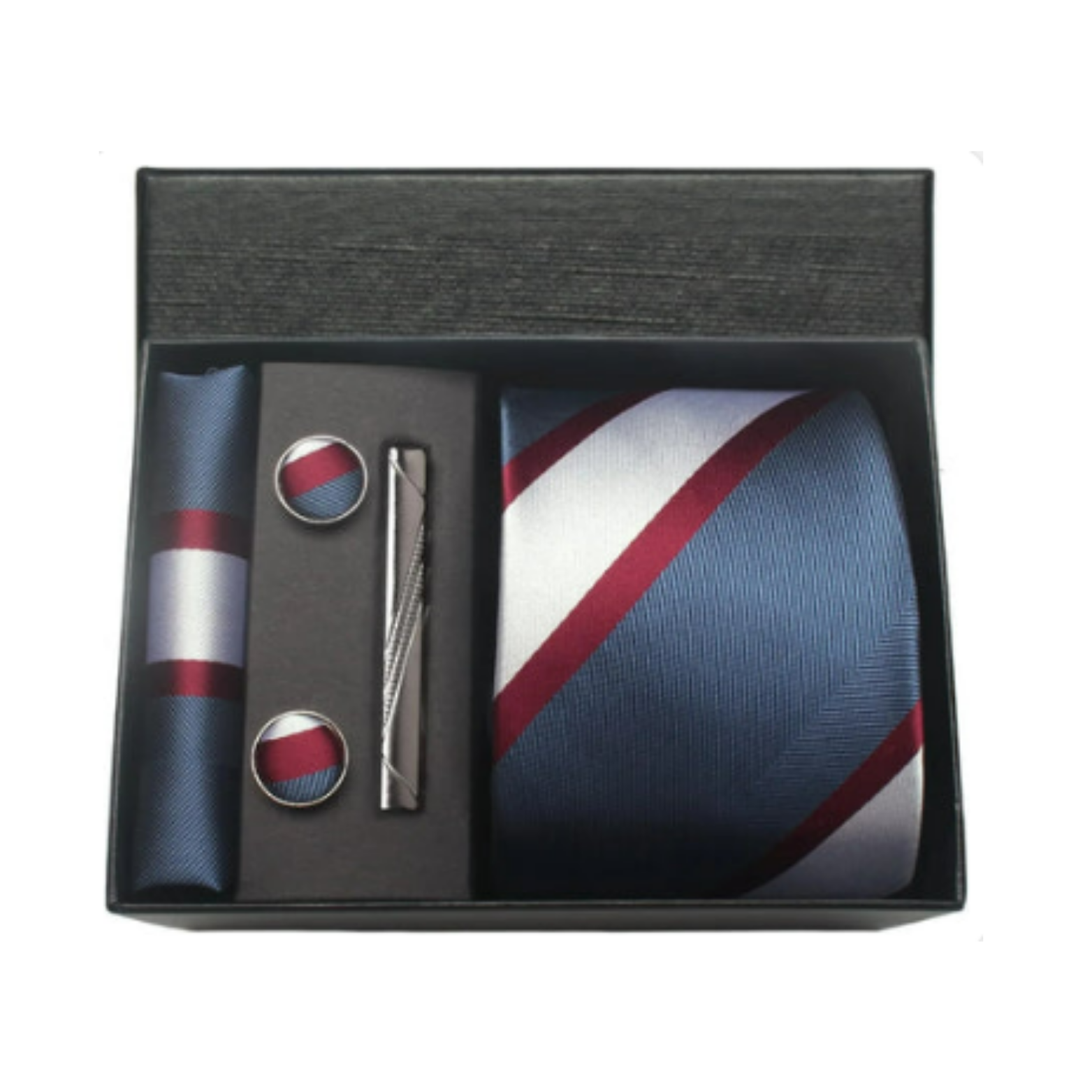 Navy and red stripe necktie business set – The Crew