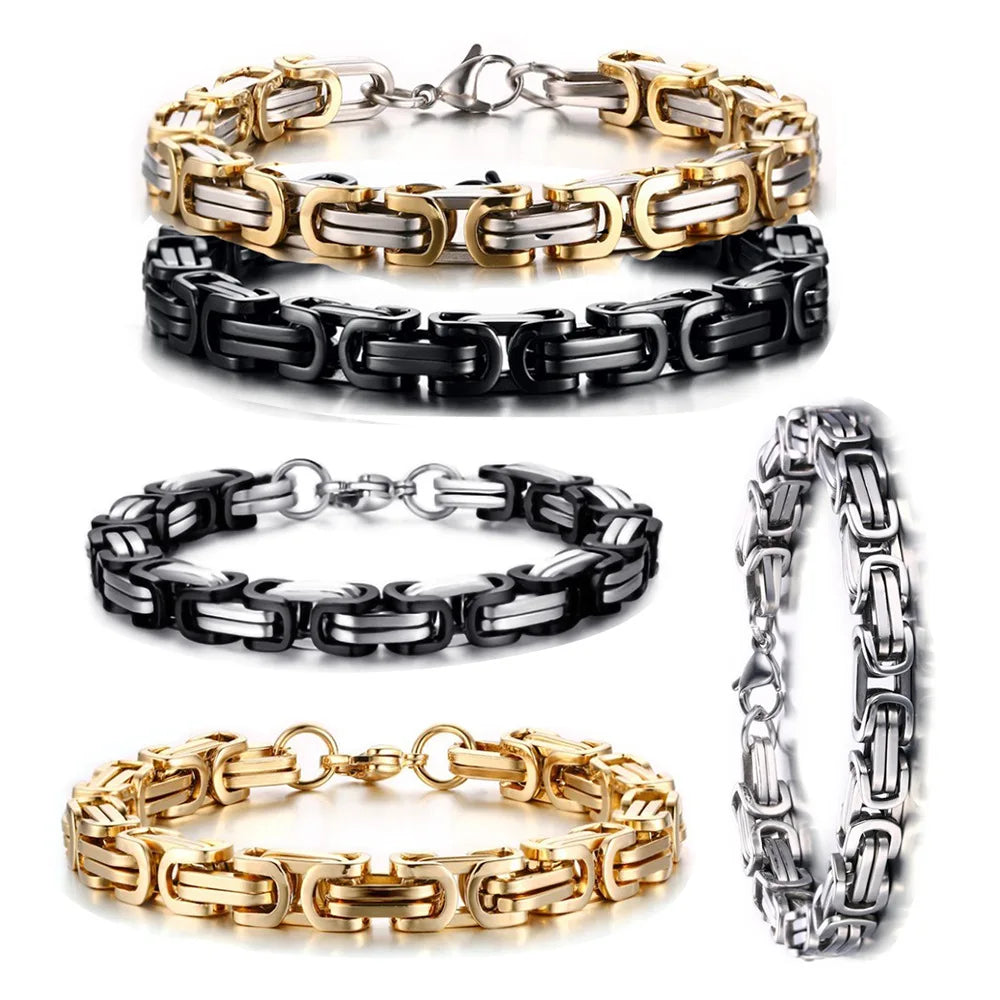 Biker-style steel bracelet
