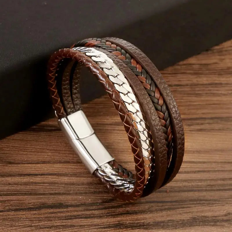 Leather and Steel Bracelet
