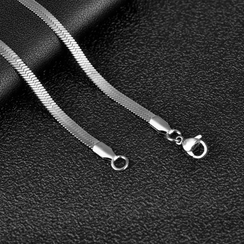 Stainless Steel Herringbone Design Necklace