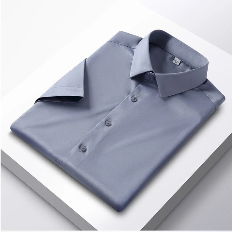 Formal Cold Silk Short-Sleeved Shirt