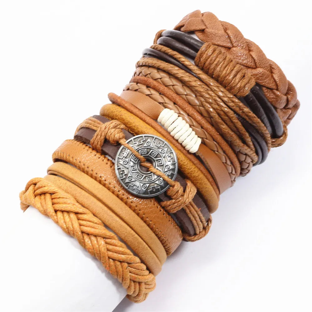 Set of 10 leather bracelets