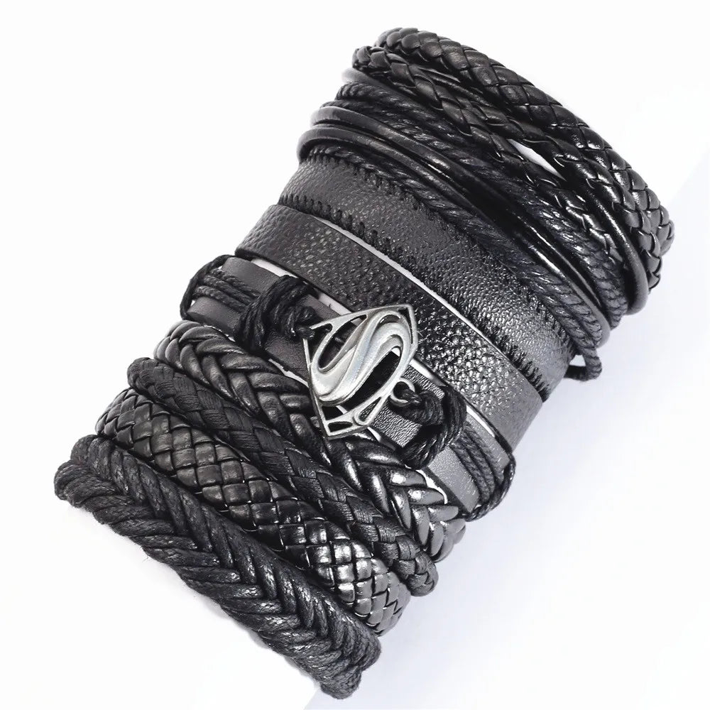 Set of 10 leather bracelets