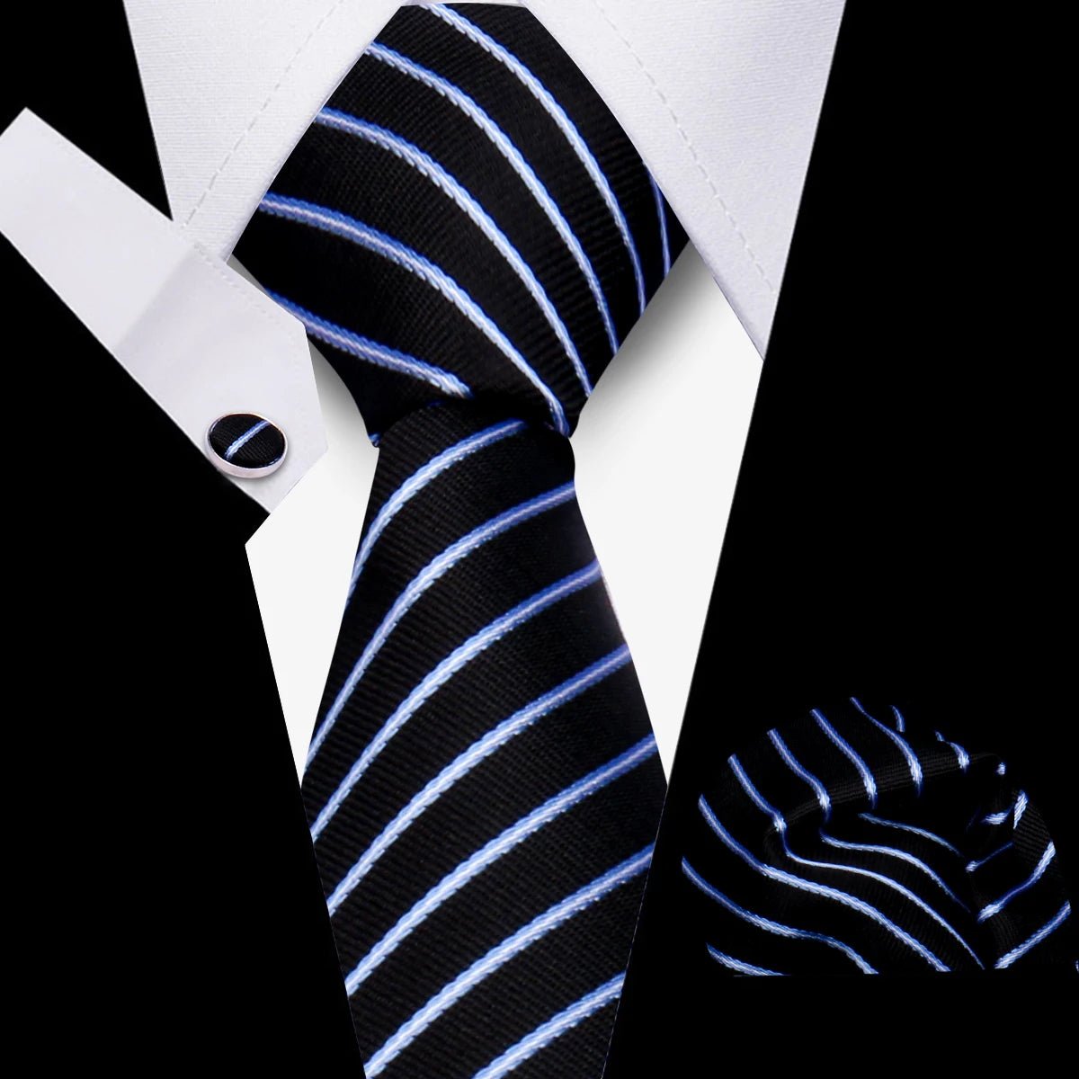 Men’s 3 - Piece Plaid Tie Set with Cufflinks & Hanky - The Crew