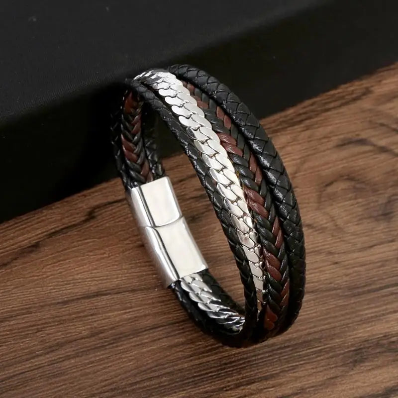Leather and Steel Bracelet