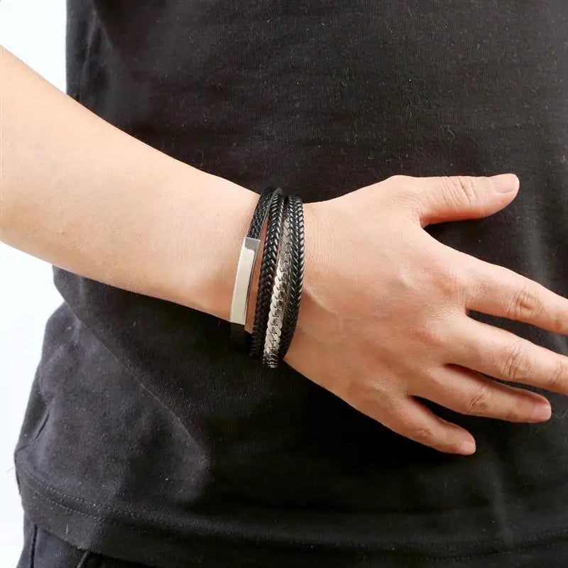 Leather and Steel Bracelet