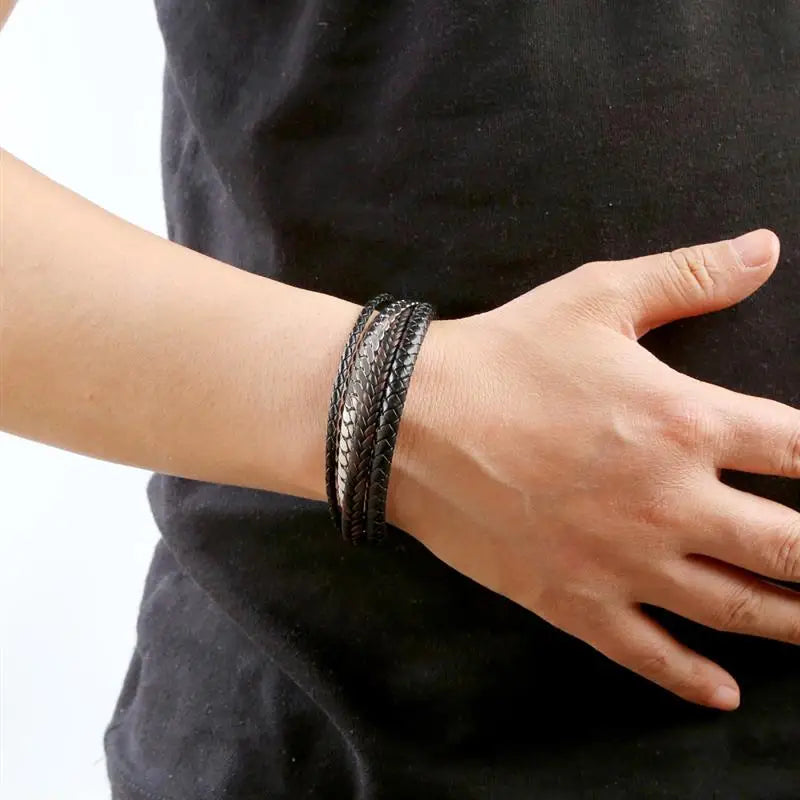 Leather and Steel Bracelet