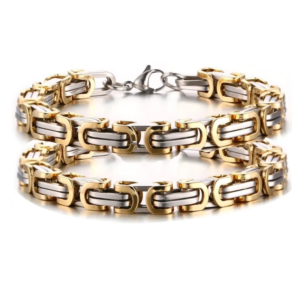 Biker-style steel bracelet