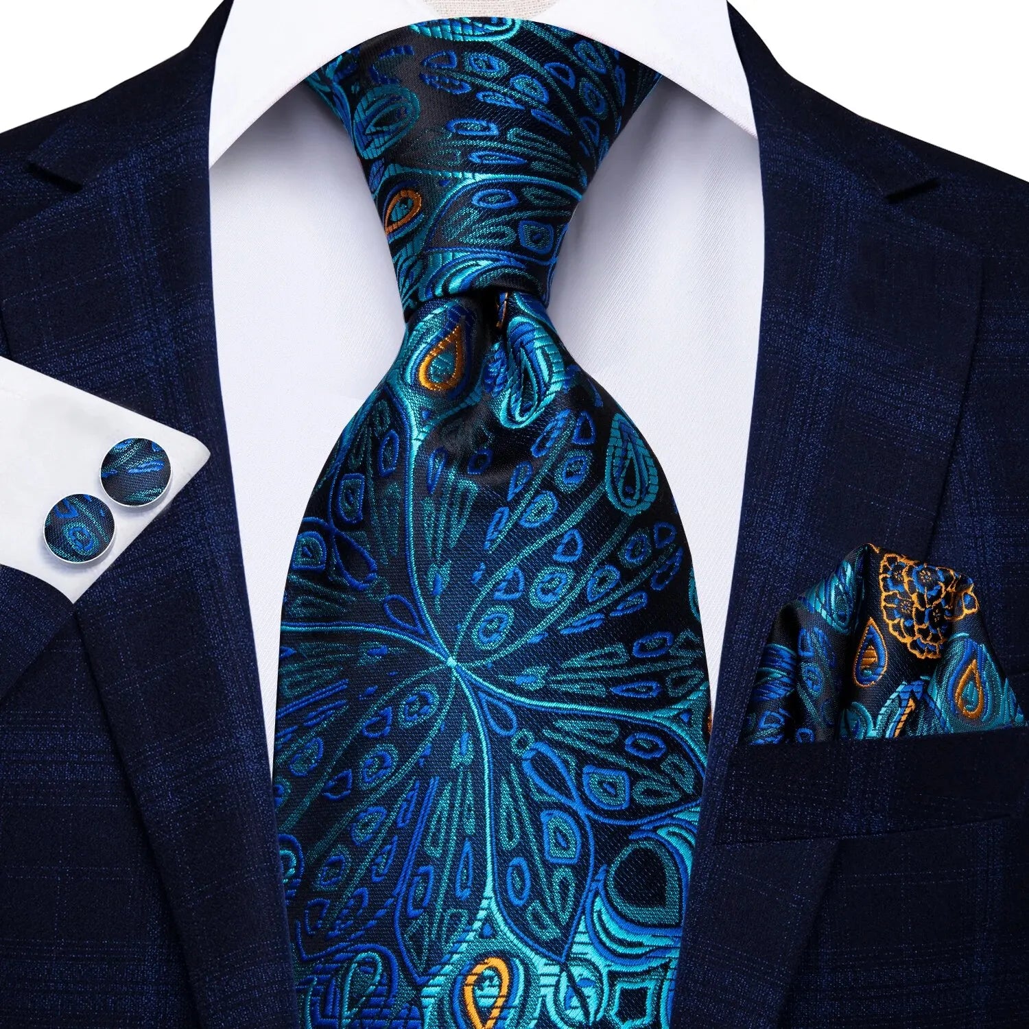 Tie Handkerchief Cufflinks Set