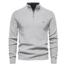 Men’s Light Gray Cotton Zip Up Cardigan Front View – The Crew