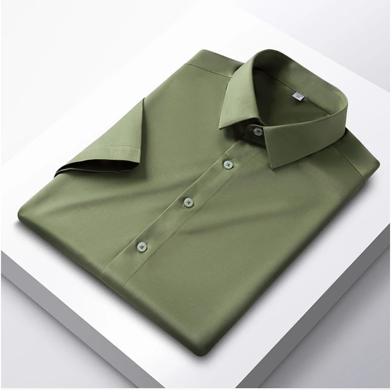 Formal Cold Silk Short-Sleeved Shirt