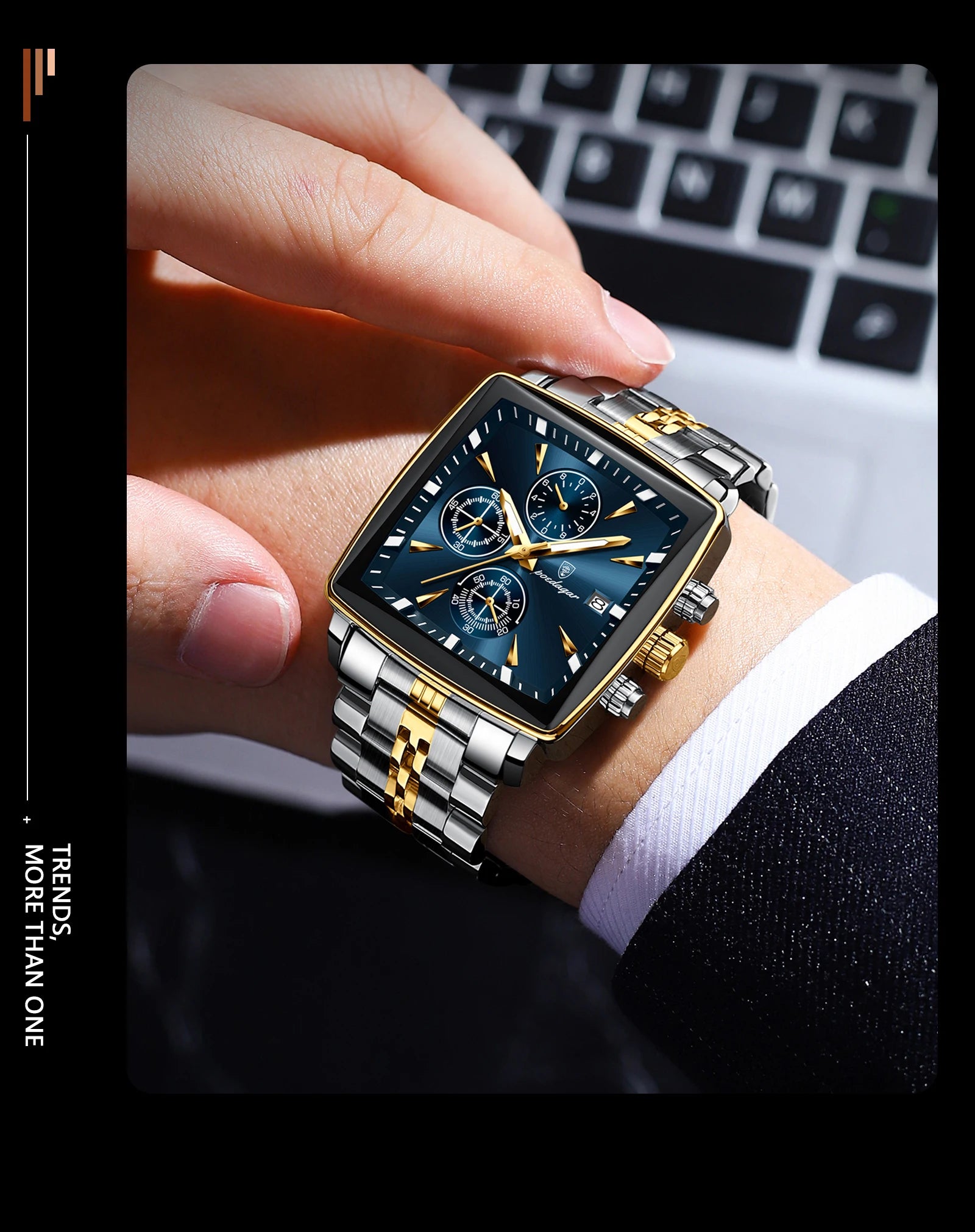 Square chronograph watch