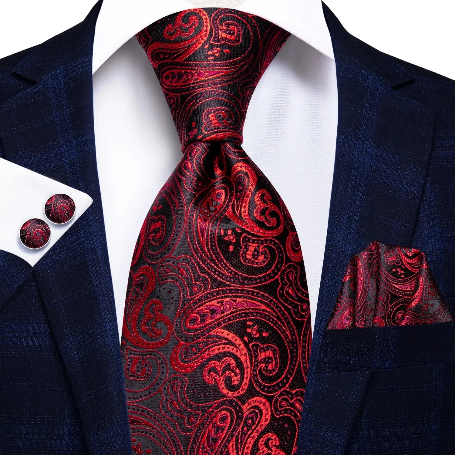 Tie Handkerchief Cufflinks Set